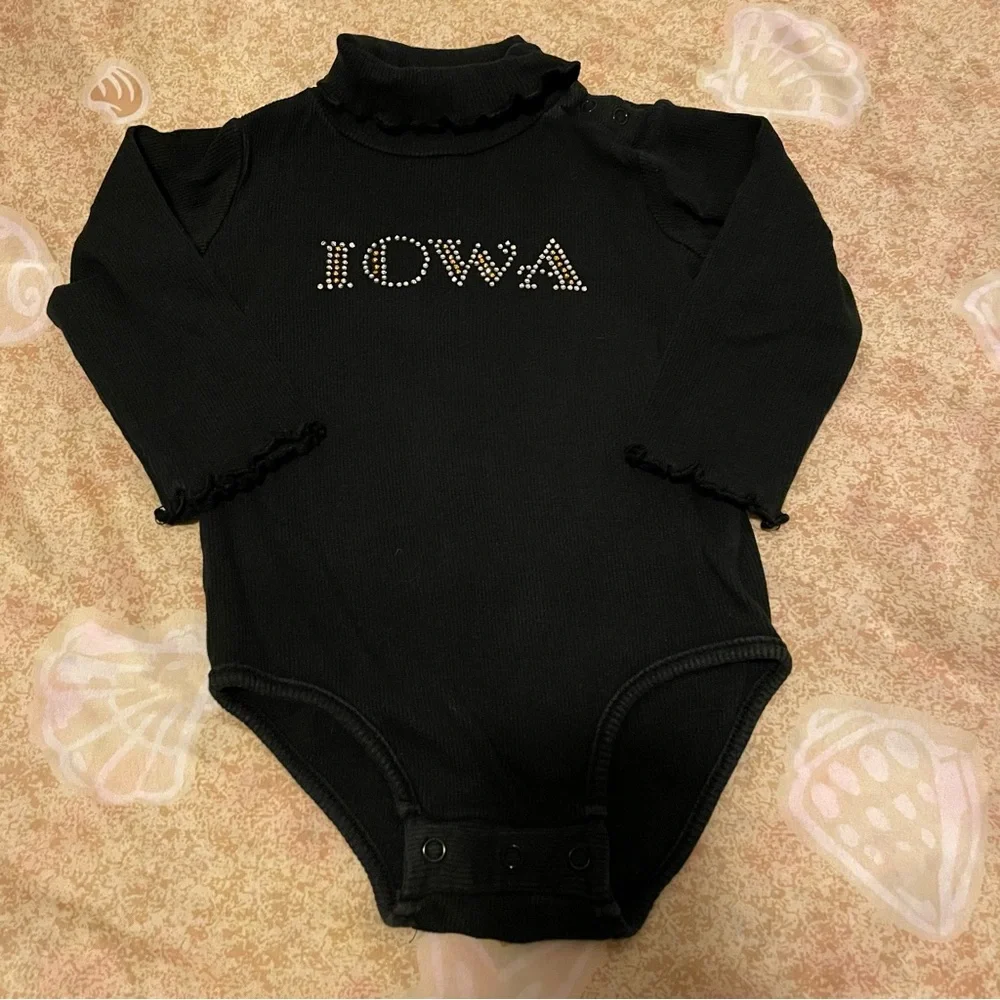 Baby Girls’ Circo Iowa Rhinestone Lettering Turtleneck Bodysuit Black Size 18M